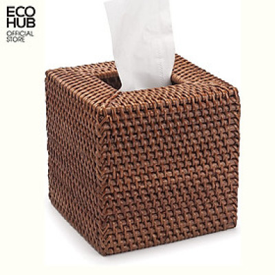 Hộp đựng khăn giấy ECOHUB hình vuông bằng mây (ECOHUB Square Rattan Tissue Box)