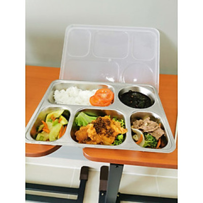 COMBO 5 BỘ KHAY CƠM INOX 5 NGĂN SÂU LÒNG INOX 304 ( TÙY CHỌN NẮP )