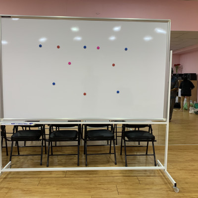 Bảng xoay 2 mặt có chân di động phấn từ và bút lông từ HQ Bavico - trắng+xanh nhiều kích thước