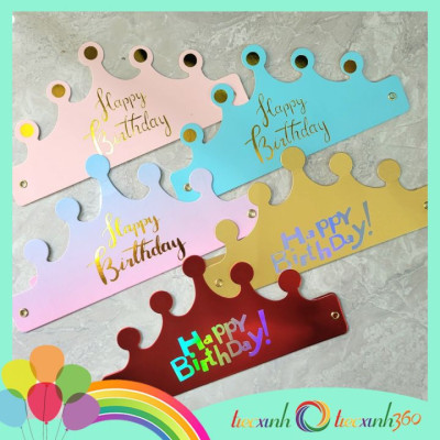 Vương miện sinh nhật chữ Happy Birthday ép kim gấp gọn
