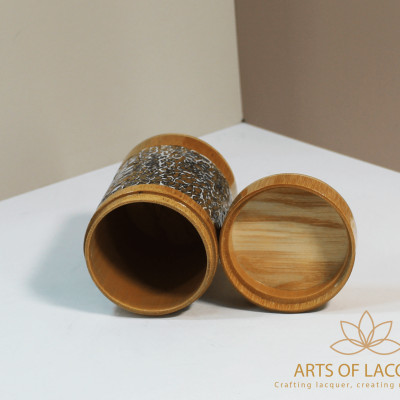 Lọ Tre Sơn Mài Khảm Trai Đen