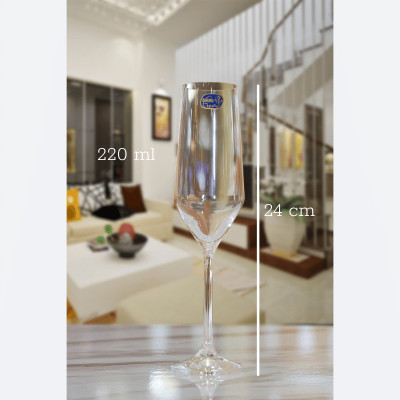 Ly Champagne pha lê Tiệp Khắc cao cấp BOHEMIA 2169, dung tích 220 ml - Hàng chính hãng