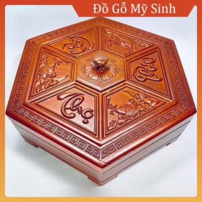 Khay Đựng Bánh Kẹo, Khay Đựng Mứt Tết Phúc Lộc Thọ Bằng Gỗ Hương Cao Cấp, Sang Trọng 