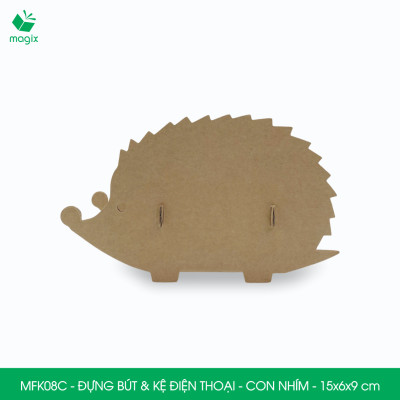 MFK08C - Đựng bút & kệ điện thoại bằng giấy carton - Hộp bút kiểu dáng Con nhím - 15x6x9 cm