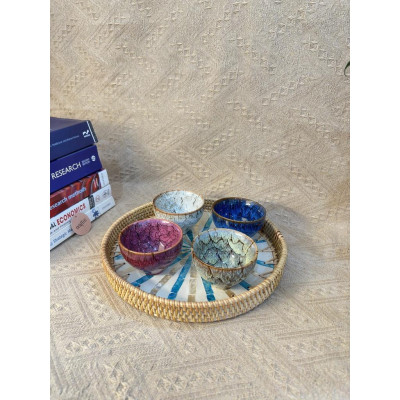 Khay mây khảm trai ONGTRE cao cấp đựng đồ đa năng - OTK6