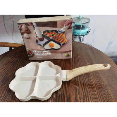  Chảo đá tình yêu chia 4 ngăn chống dính -chảo đá chiên trứng cán gỗ dùng cho bếp từ,ga,hồng ngoại - HÀNG CHÍNH HÃNG MINIIN