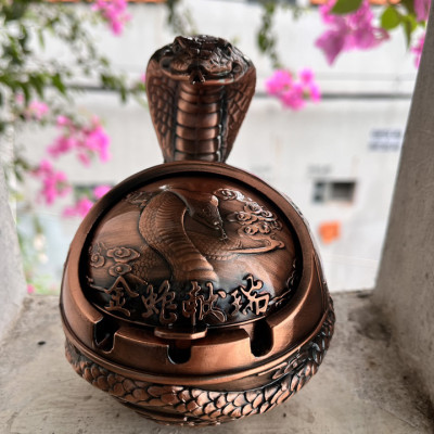 Gạt tàn thuốc hợp kim đồng chạm khắc 5d - T0351