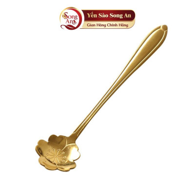 Thìa họa tiết hoa anh đào mạ vàng Song An Food kiểu dáng sang trọng