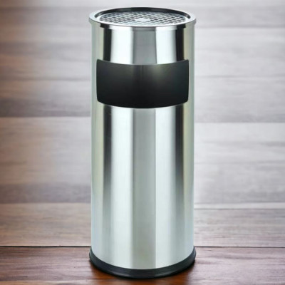 Thùng rác inox tròn, thùng rác inox gạt tàn tròn  A - 035