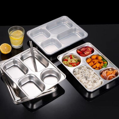 COMBO 5 BỘ KHAY CƠM INOX 5 NGĂN SÂU LÒNG INOX 304 ( TÙY CHỌN NẮP )