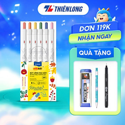 Bút lông 6/12 màu dạng bấm Retractable Fiber Pens Classic Thiên Long Colokit - 0.6mm