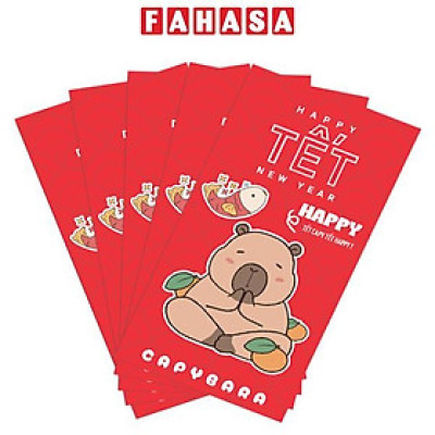 Bộ 5 Bao Lì Xì Tết Ất Tỵ 2025 - Capybara - futurebook L184 (Mẫu Màu Giao Ngẫu Nhiên)