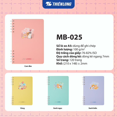 Sổ lò xo đường kẻ ngang 7mm A5 Thiên Long