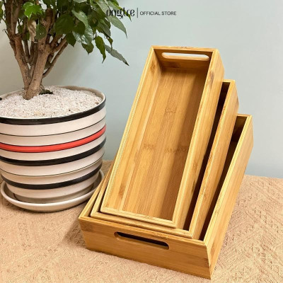 Khay tre ONGTRE cao cấp đựng đồ đa năng, tiện lợi