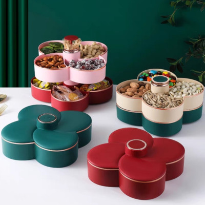 Khay mứt tết Hoa Đào Tết 2 Tầng - Khay đựng đồ ngày tết: Bánh kẹo, trái cây, đồ sấy...