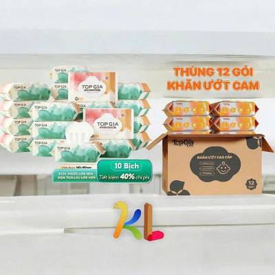 Khăn ướt cao cấp Topgia 80 tờ 15x20cm mềm mại, không mùi không parabens