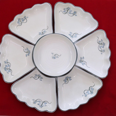 Bộ đĩa mặt trời hoa sen gốm sứ Bát Tràng