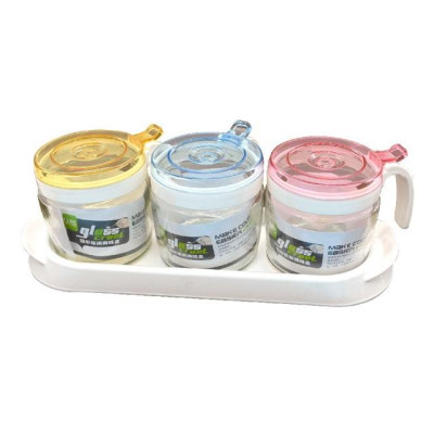 Bộ 3 hũ đựng gia vị thuỷ tinh sắc màu cao cấp