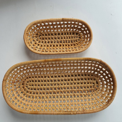 Khay mây tre đan đựng đồ tiện dụng|Hình bầu dục| Hàng thủ công thân thiện môi trường