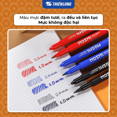 Combo 10 Bút lông dầu Hoshi Thiên Long PM-019/HS - Công nghệ Nhật Bản