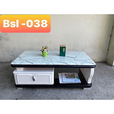 Bàn trà sofa Tundo mặt đá nhập khẩu màu trắng đen