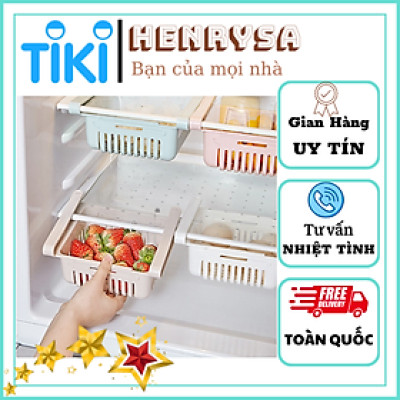 Bộ 2 khay rổ nhựa kéo dài đựng thức ăn thực phẩm trong tủ lạnh thông minh tiện dụng - Henrysa