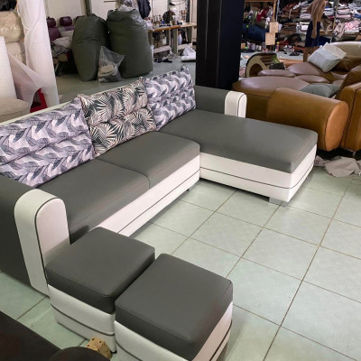 Sofa góc giá xưởng Tundo 2m6 x 1m6 tặng 2 đôn vuông.