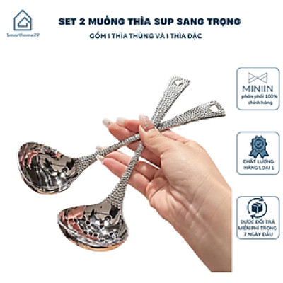SET 2 Muôi Múc Canh Muôi Thủng Thìa Muỗng Súp INOX Siêu Đẹp Cao Cấp Decor Bàn Ăn - HÀNG CHÍNH HÃNG MINIIN