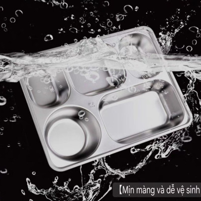 COMBO 5 BỘ KHAY CƠM INOX 5 NGĂN SÂU LÒNG INOX 304 ( TÙY CHỌN NẮP )