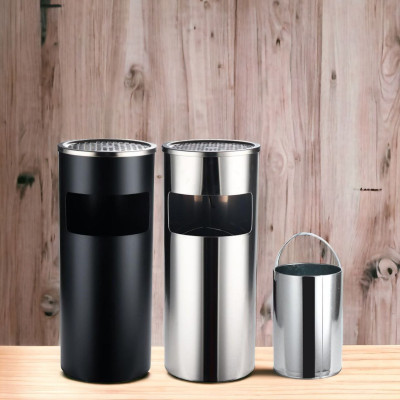 Thùng rác inox tròn, thùng rác inox gạt tàn tròn  A - 035