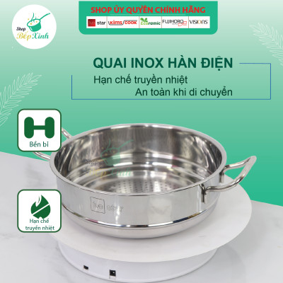 Xửng Hấp Inox 2 Quai Fivestar Tặng 2 Muỗng Canh - Bạc