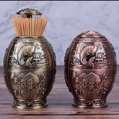 combo lọ tăm và gạt tàn hợp kim phong cách cổ