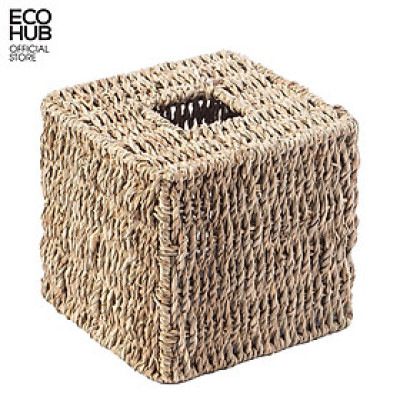 Hộp cói vuông đựng khăn giấy ECOHUB đan thủ công (ECOHUB Tissue Box)