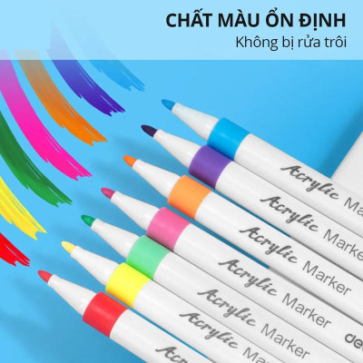 Hộp 12 Bút Lông Màu Acrylic Markers - Deli HM108-12