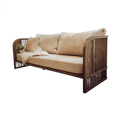 Sofa Indochine tay mây (Rustic) - Sofa khung nan gỗ kết hợp đan mây tự nhiên.Hàng gia công tỉ mỉ, chất lượng xuất khẩu