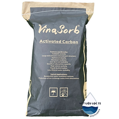 Bao 25kg Than hoạt tính lọc nước, Thương hiệu Vina Sorb sản xuất 100% từ gáo dừa tại Việt Nam, Model Vina Sorb KOAL PLUS