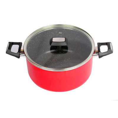 Combo 2 món cao cấp Hàn Quốc, nồi chống dính vân đá Seoulcook (K), quai chống nóng, nắp kính cường lực viền inox size 24 cm và Chảo đúc chống dính vân đá ceramic sâu lòng (E) 26 cm, dùng bếp gas, hồng ngoại, ...