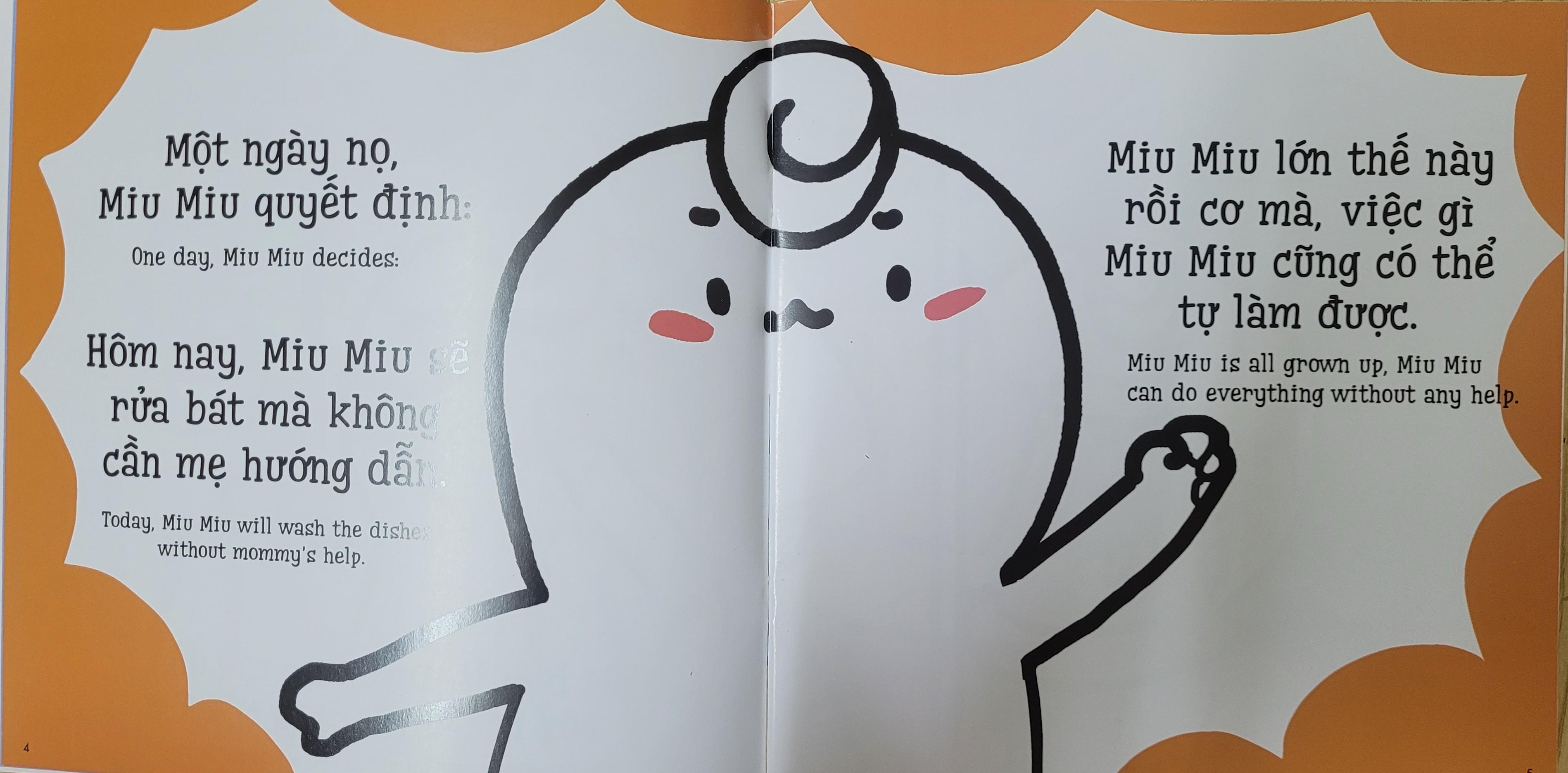 Sách Ehon Miu Miu Tự Lập Phần 1 Song Ngữ - Rửa Bát