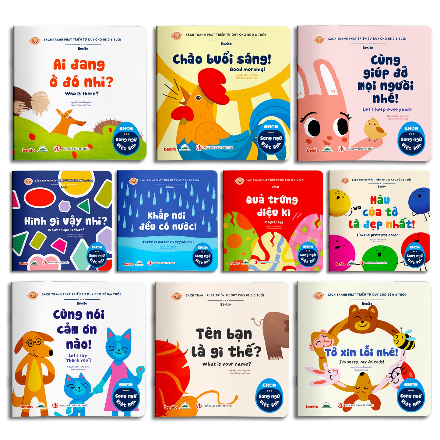 Sách - Combo 10 Cuốn Ehon Song Ngữ Anh - Viêt + 6 Cuốn Bé Tập Tô Màu