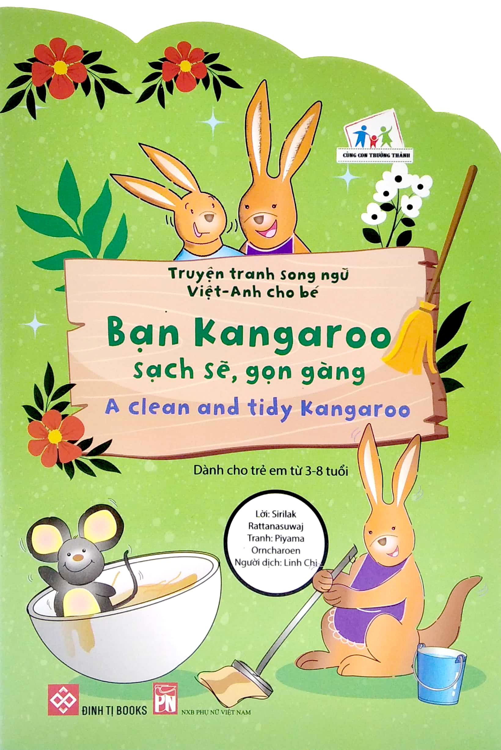 Truyện Tranh Song Ngữ Việt - Anh Cho Bé - A Clean And Tidy Kangaroo - Bạn Kangaroo Sạch Sẽ, Gọn Gàng