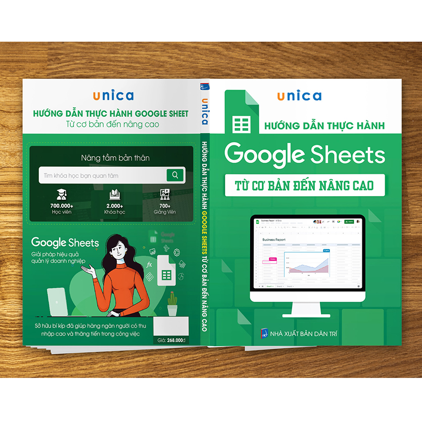 Combo 3 Sách Word - Excel - Google Sheets Unica hướng dẫn thực hành tin học văn phòng kèm video bài giảng