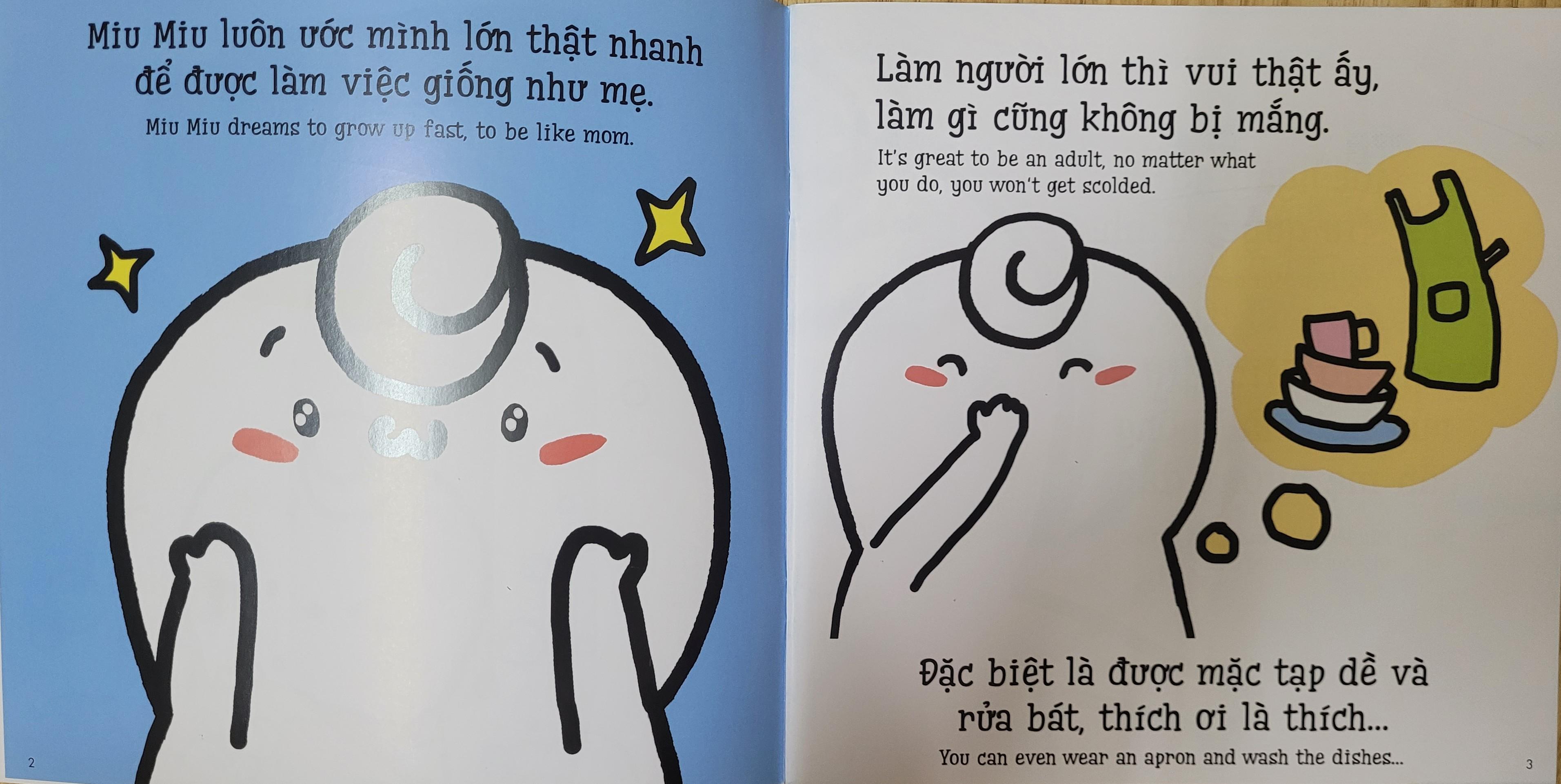 Sách Ehon Miu Miu Tự Lập Phần 1 Song Ngữ - Rửa Bát