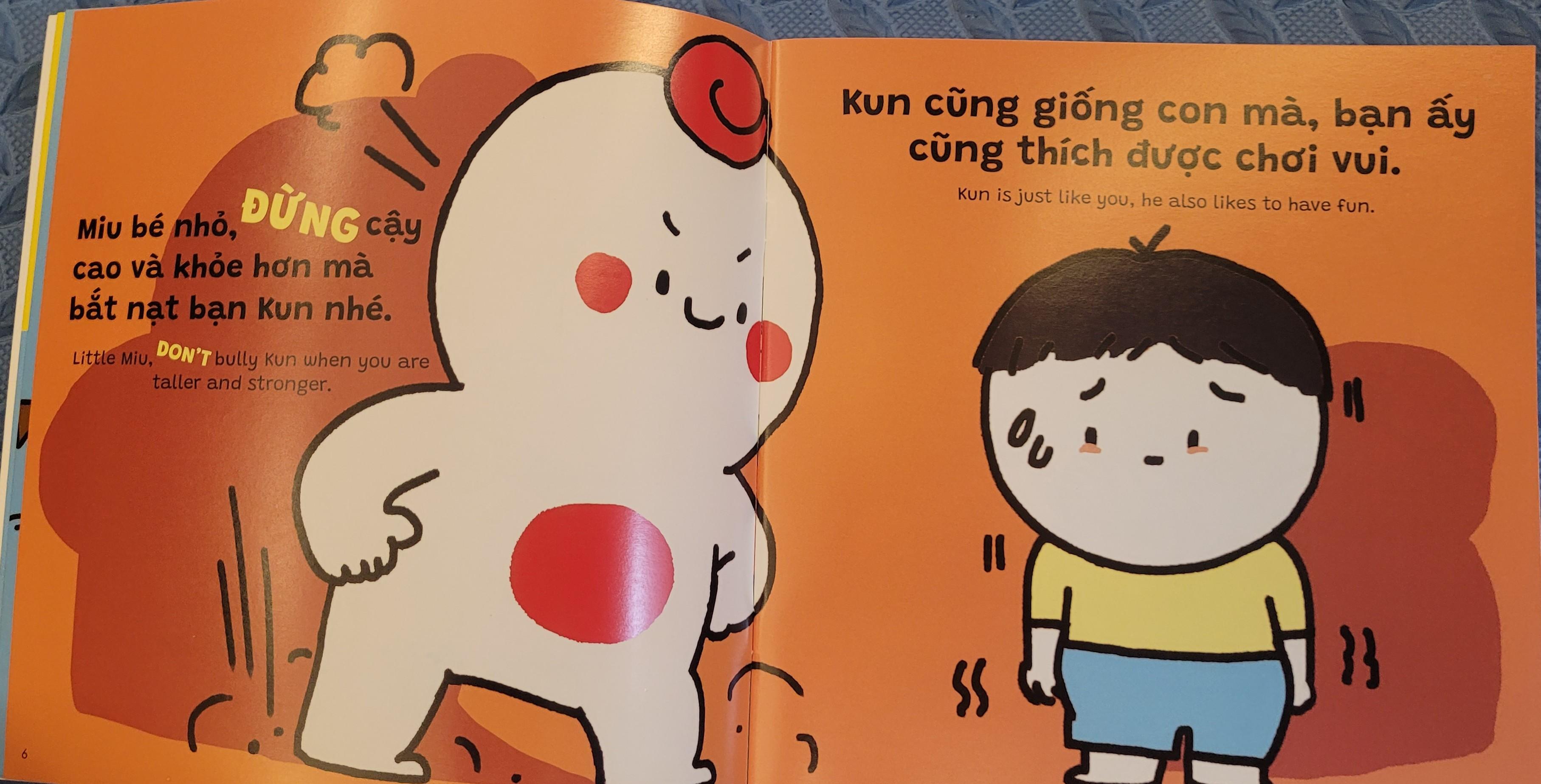 Sách Ehon Miu Bé Nhỏ Phần 3 Song Ngữ - Đừng Bắt Nạt Nhé