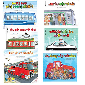 Combo Ehon về các phương tiện giao thông: Xe Bus Píng Poong Đi Biển - Cùng Xây Nhà Nào - Xe Tuần Tra Cố Lên Nào - Tàu Điện Tới Rồi - Tàu Điện Di Chuyển Nào - Tiến Lên Xe Cứu Hỏa
