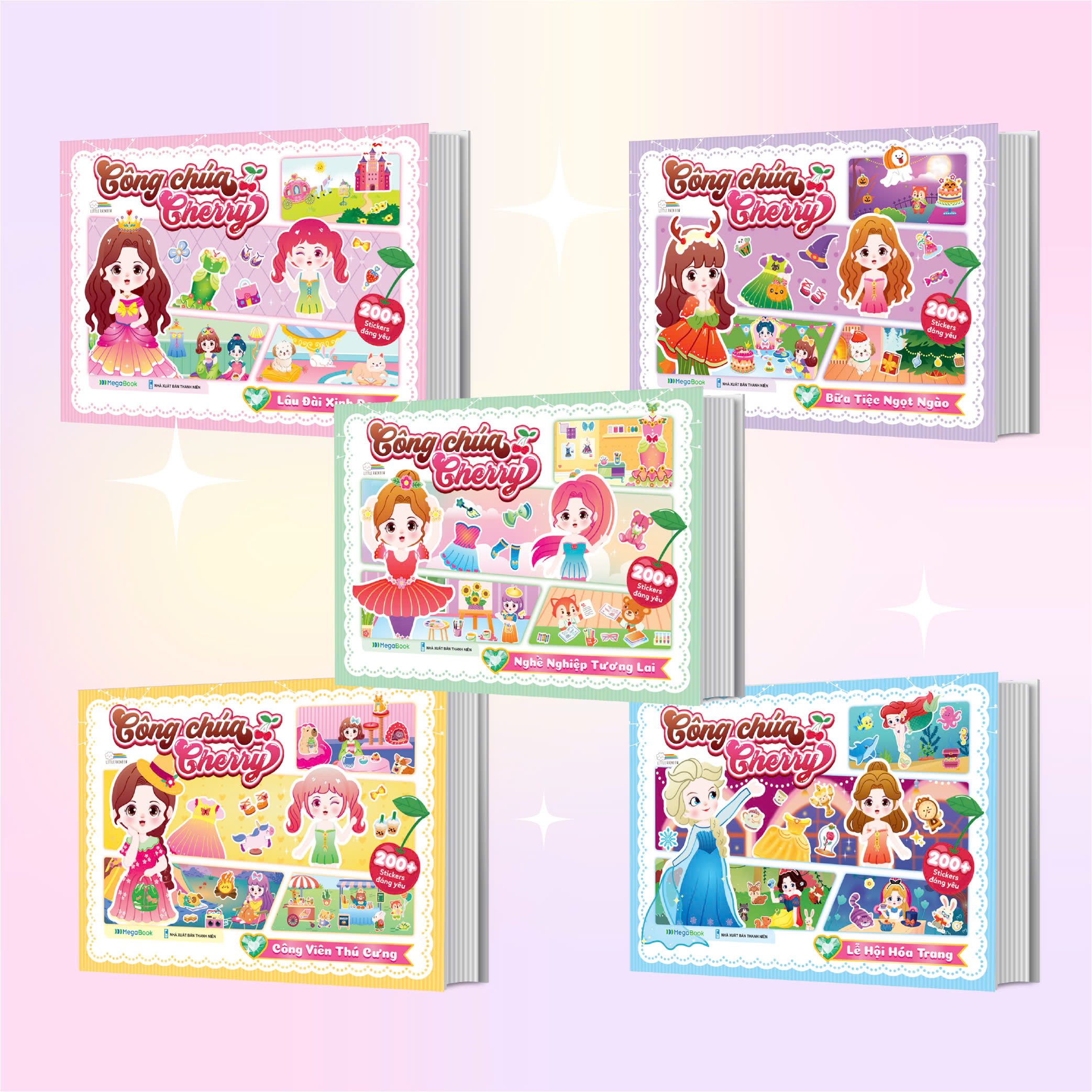 Combo 5 Cuốn Công chúa Cherry - Sách bóc dán sticker cho bé gái