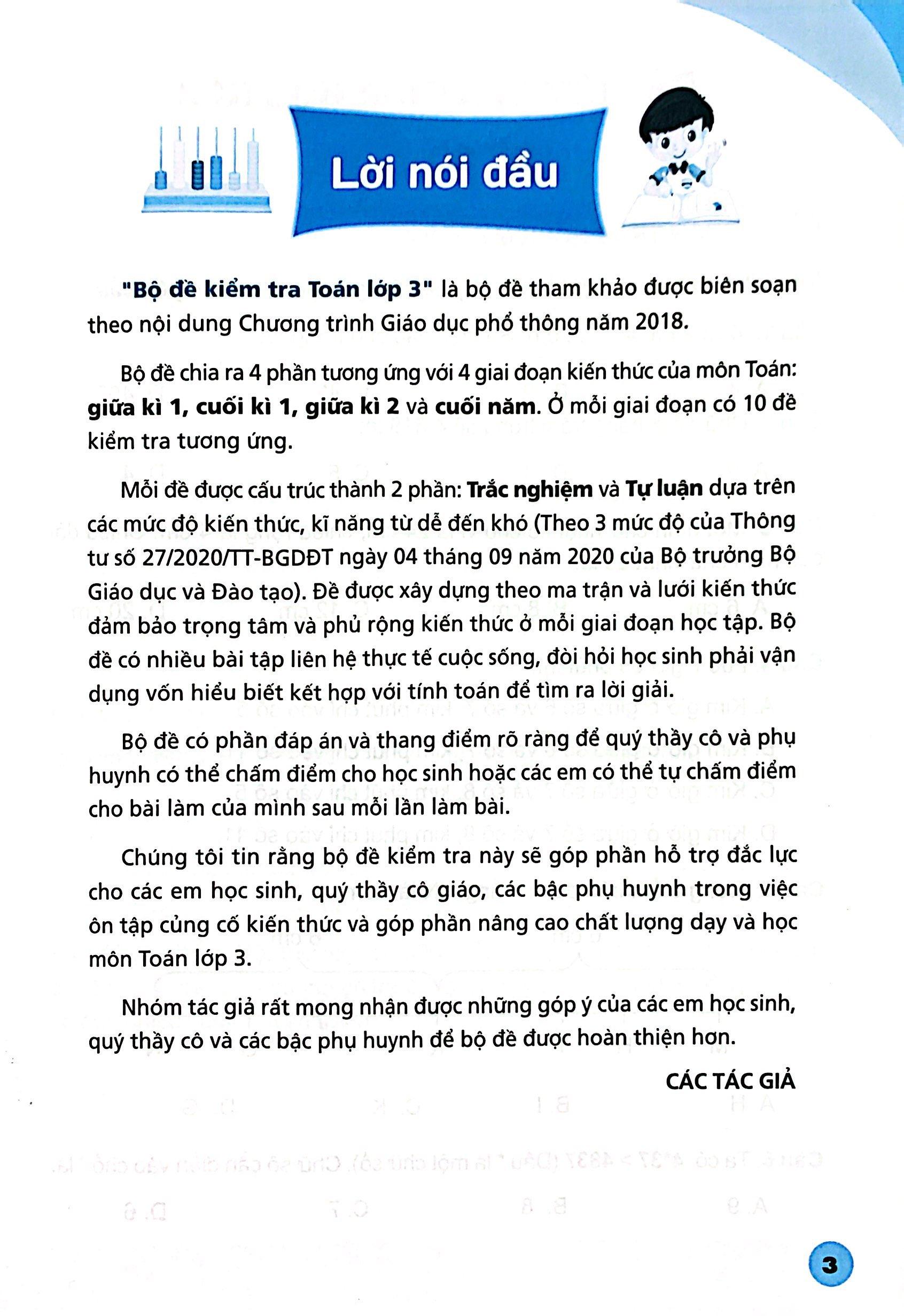 Bộ Đề Kiểm Tra Toán Lớp 3 - Tập 2