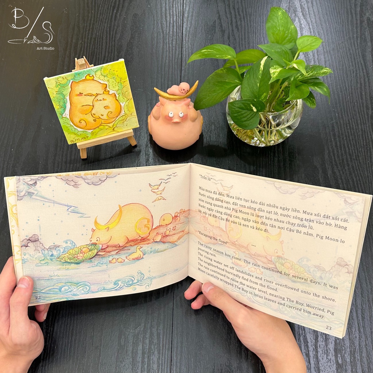 Combo Sách Hay - 2 cuốn Truyện Cổ Tích Song Ngữ Anh Việt-Sách tranh nghệ thuật-Dạy con có những đức tính tốt-Art Book - Pig Moon Bookstore