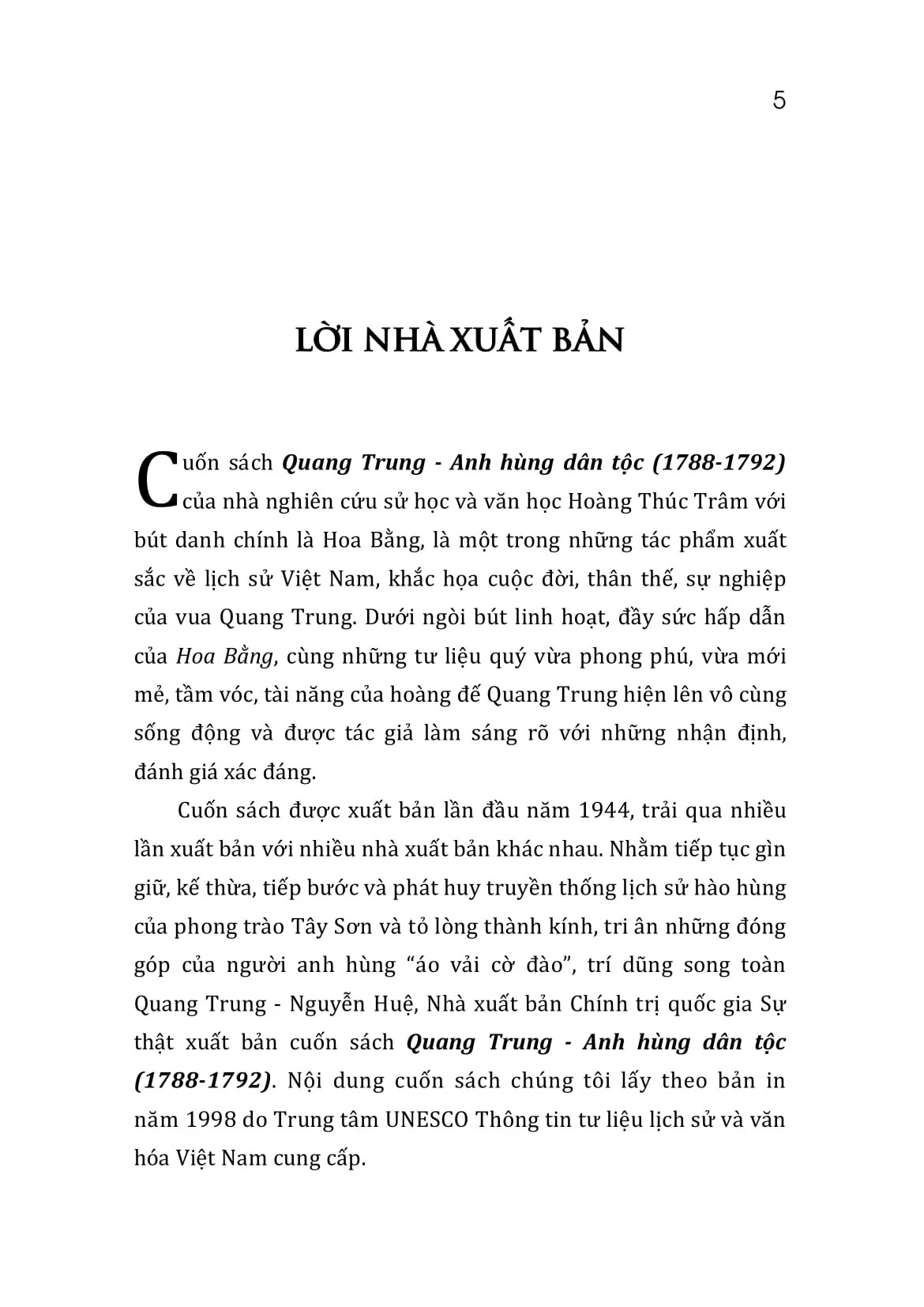 Quang Trung Anh Hùng Dân Tộc (1788-1792) - Hoa Bằng (Hoàng Thúc Trâm)