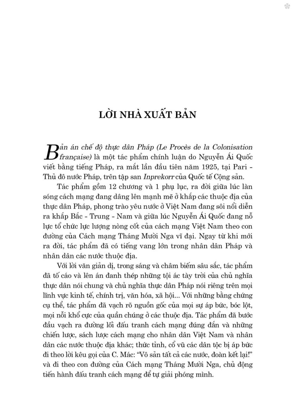 Bản án chế độ thực dân Pháp (Xuất bản lần thứ tám) - Nguyễn Ái Quốc - NXB Chính Trị Quốc Gia Sự Thật