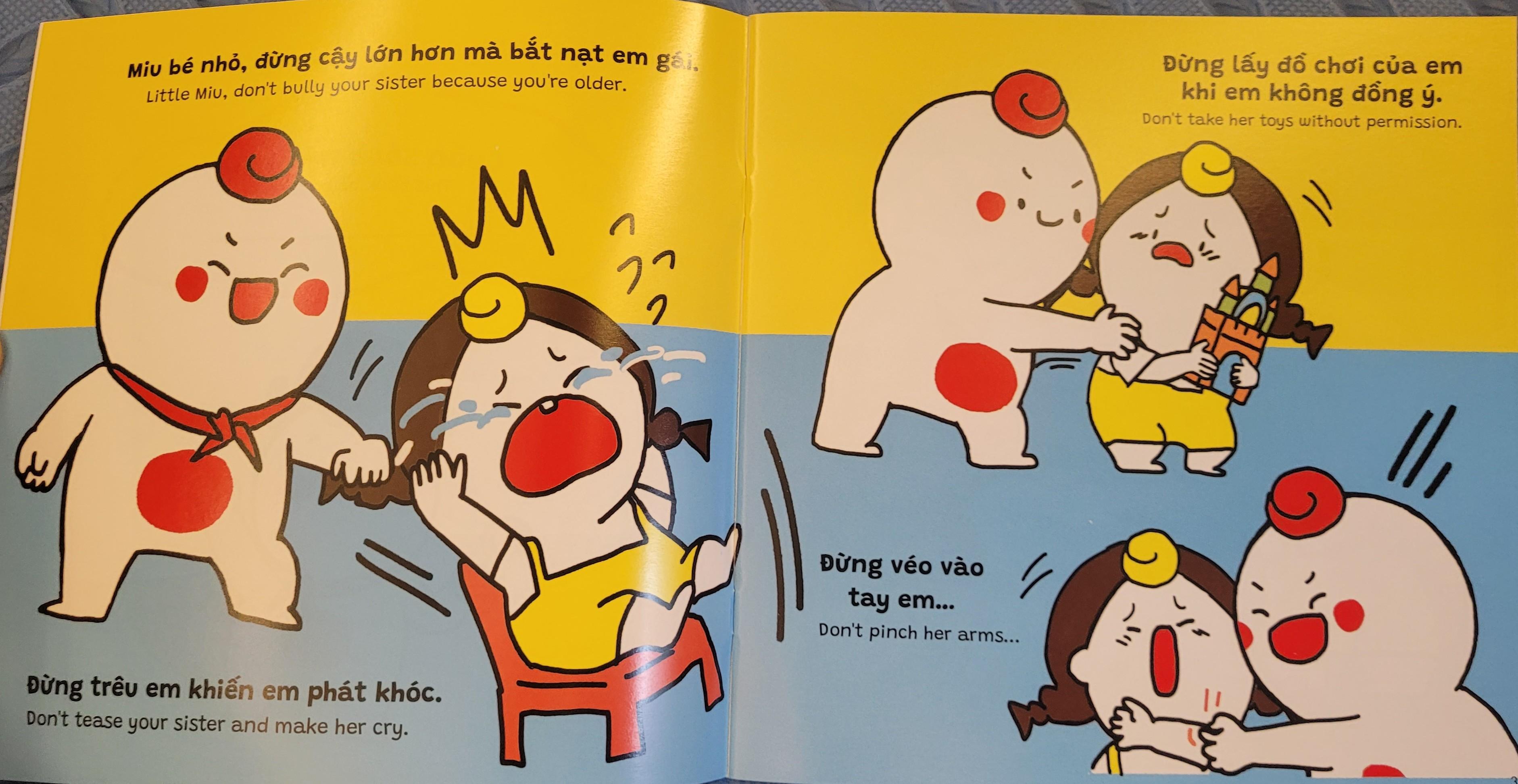 Sách Ehon Miu Bé Nhỏ Phần 3 Song Ngữ - Đừng Bắt Nạt Nhé